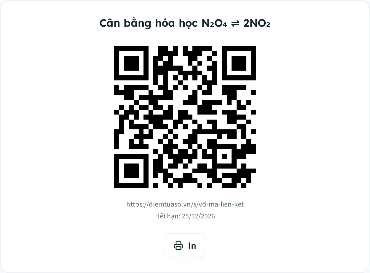 Mã QR đã tạo cho một hoạt động, kèm liên kết và nút In